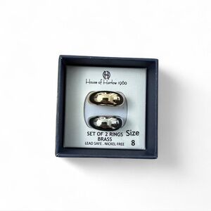 House of Harlow Set of 2 Gold & Silver Chunky Rings Size 8 Brand New